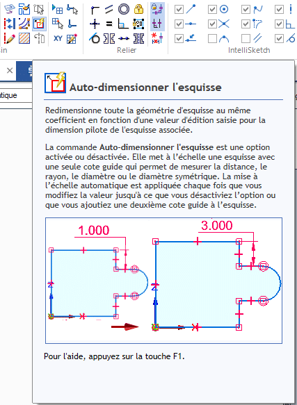 nouveautés solid edge 2020, auto dimensionner l'esquisse