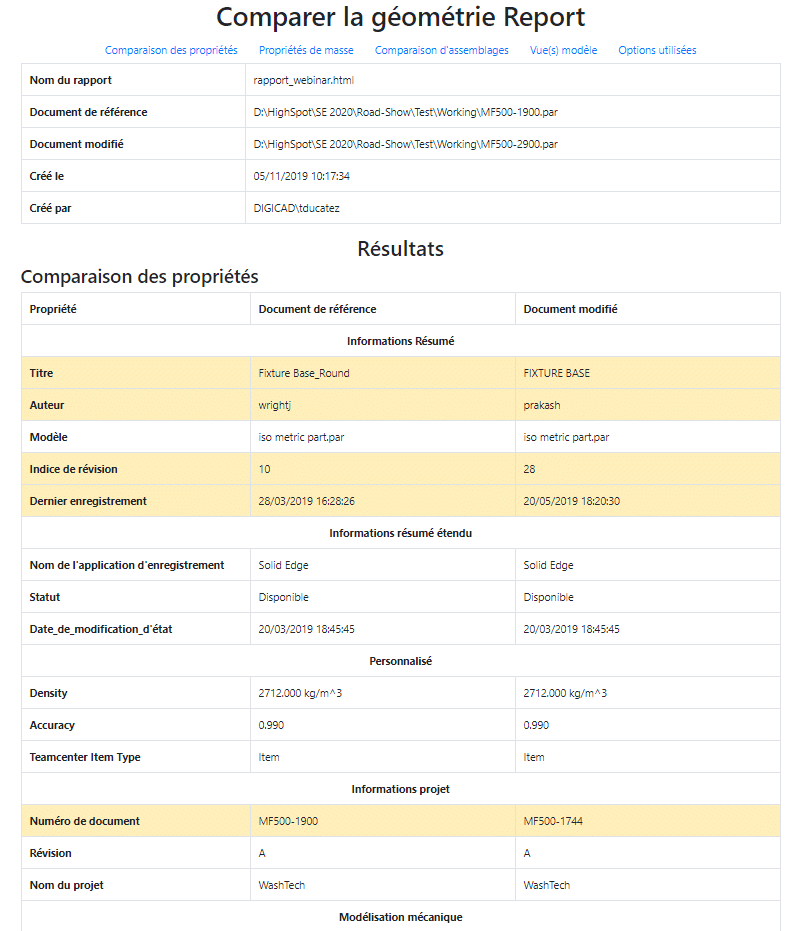 comparaison des modèles, nouveautés solid edge 2020 